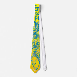 Cravate Poisson jaune et Turquoise avec Motifs