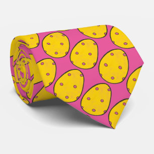 Cravate Poisson rose jaune Point Pâques Panier Oeufs Crava