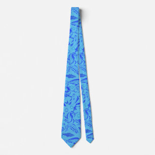 Cravate Poissons bleu motif 10.b Lblue BG