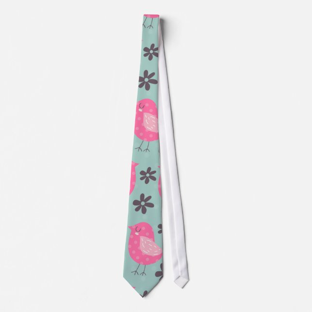 Cravate Polka Dot Birds and Flowers (Devant)