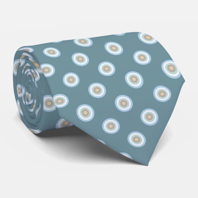 Cravate Polka Dot Motif -Sable Brown Bleu Beige Turquoise (Roulé)