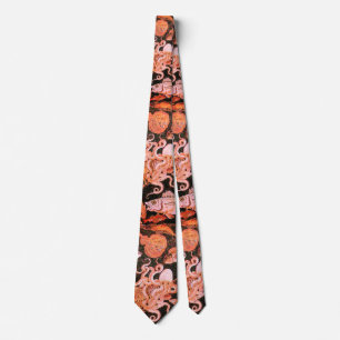 Cravate POMPEII COLLECTION / OCEAN - SEA LIFE SCENE Red 