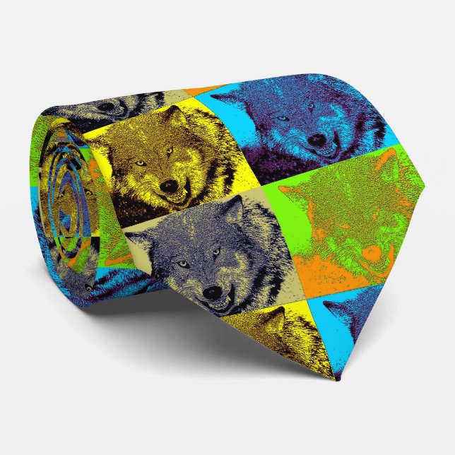 Cravate Pop Art Grey Wolf (Roulé)