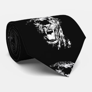 Cravate Pop Art noir blanc Jaguar