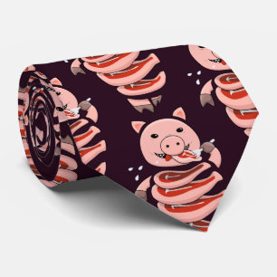 Cravate Porc drôle mangeant des biftecks de lui-même