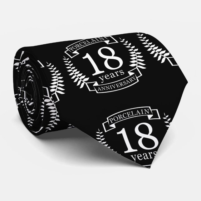 Cravate Porcelaine traditionnelle mariage anniversaire 18  (Roulé)
