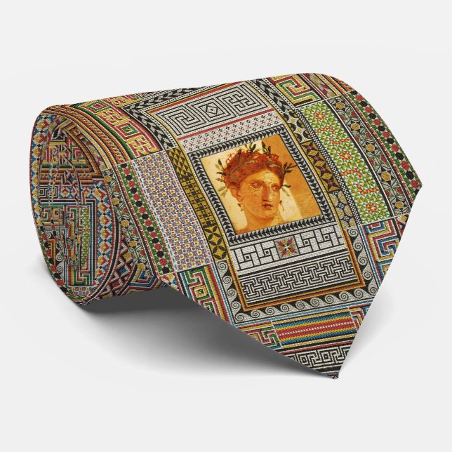 CRAVATE PORTRAIT DE FEMME ROMAINE ANTIQUE AVEC MOSAÏQUES P (Roulé)