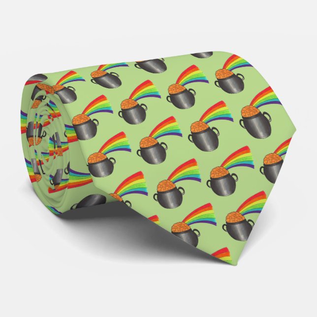 Cravate Pot of Gold Rainbow Green Saint Patrick's Day Crav (Roulé)