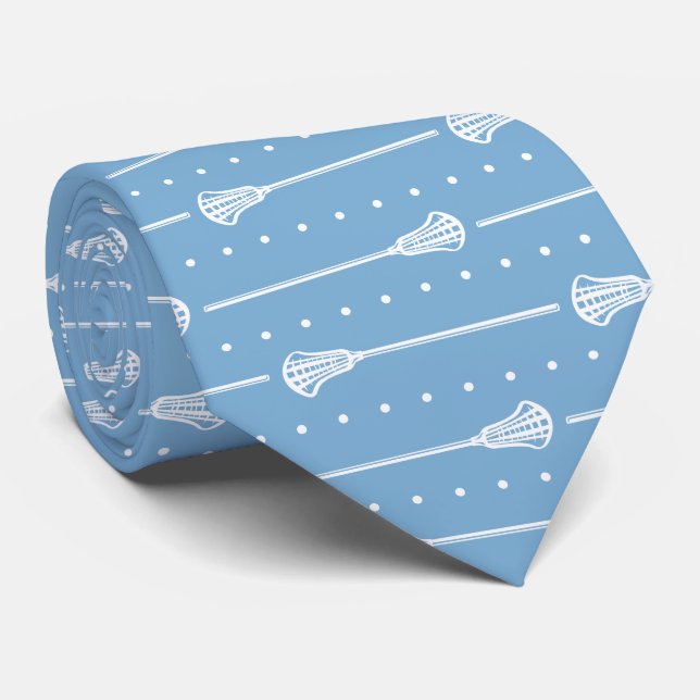 Cravate Poudre Blue Lacrosse Bâtons et points blancs Motif (Roulé)