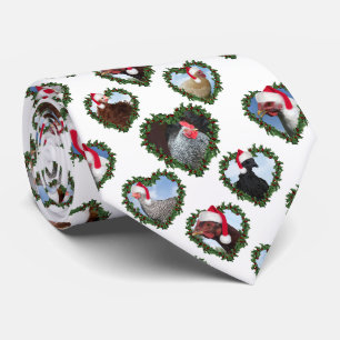 Cravate Poulets dans un cœur de Noël en couronne