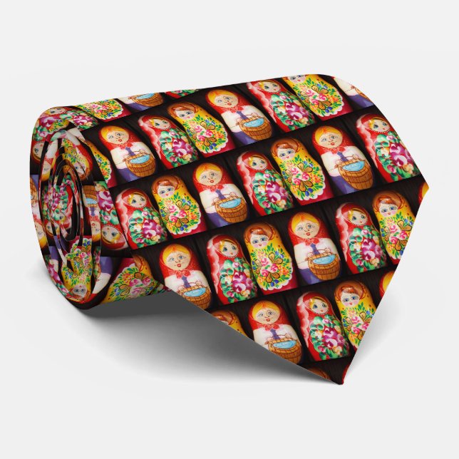Cravate Poupées colorées Matryoshka (Roulé)