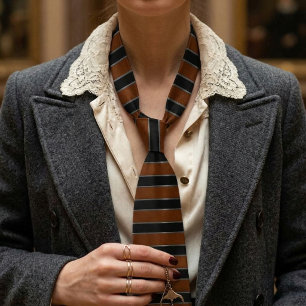 Cravate pour femmes Cognac en cuir rayée d'autonom