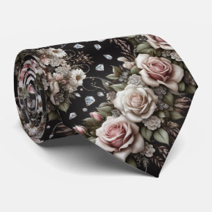 Cravate pour Homme Roses Roses et Diamants