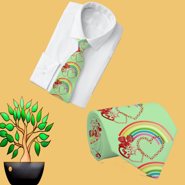 Cravate Pour lui mignon Rustique Coeur Rose Valentine Arc- (For Him Cute Rustic Roses Heart Valentine Rainbow Neck Tie)