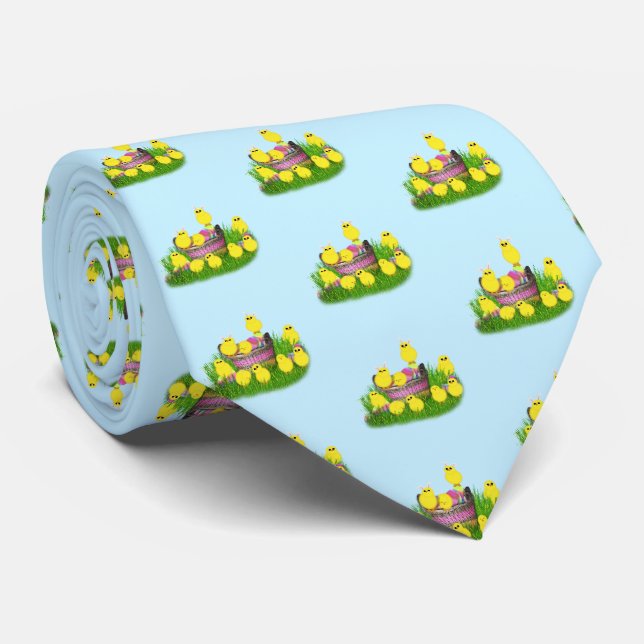 Cravate Poussins dans un panier de Pâques (Roulé)