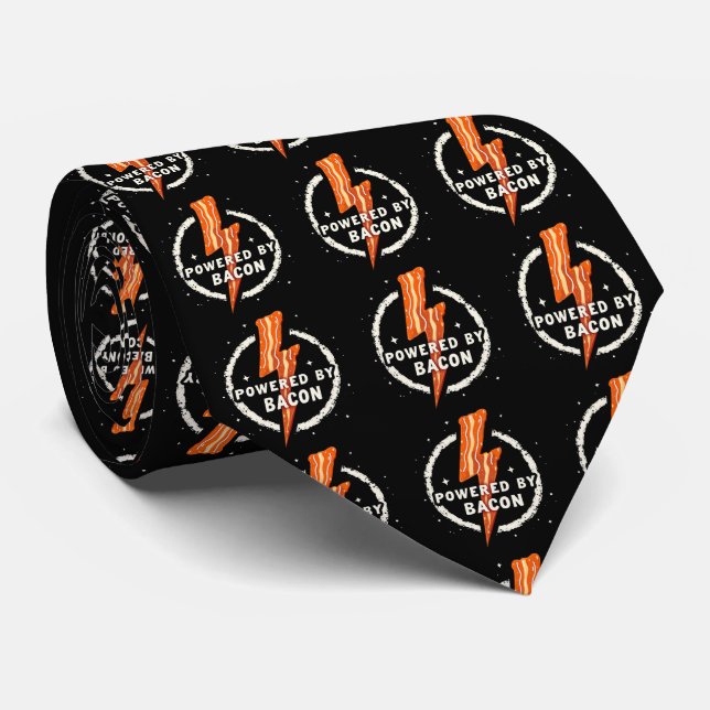 Cravate Powered by Bacon Funny Retro Foodie Aesthetic (Roulé)