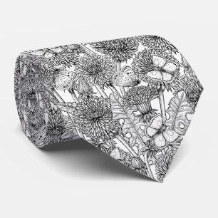 Cravate Pré Dandelion en noir et blanc