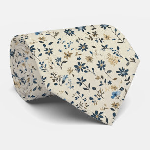 Cravate Pré Fleur sauvage bleu en Mariage crème