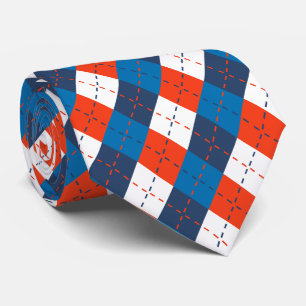 Cravate Prépa Sky Blue Navy Blue Orange Blanc Argyle 