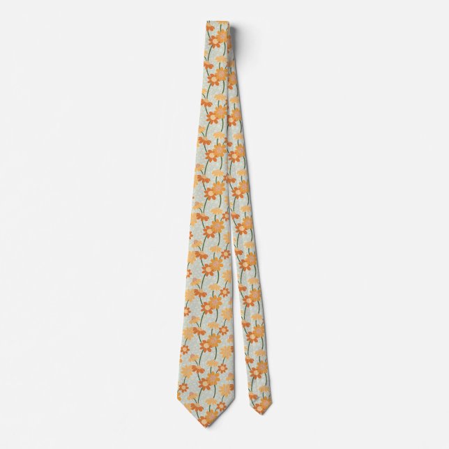 Cravate Pretty retro muted 1970 s flowers (Devant)