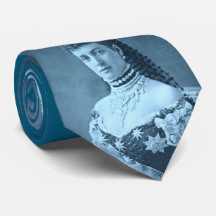 Cravate Princesse Alexandra du Danemark en imprimé bleu