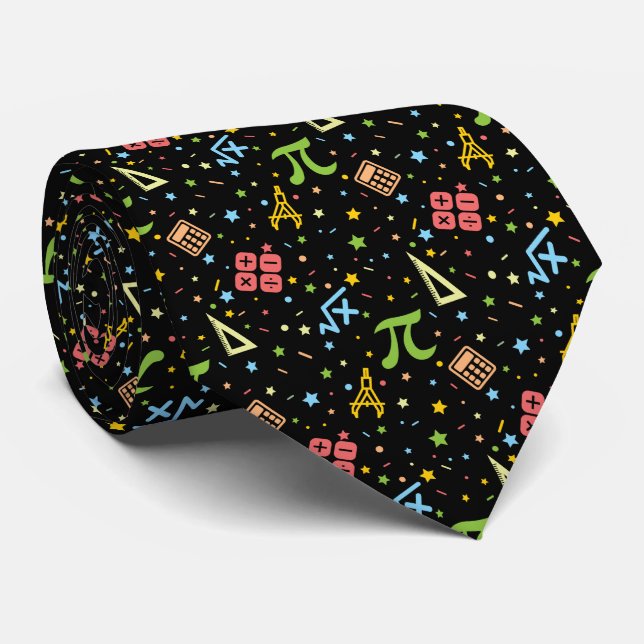 Cravate Professeur de mathématiques - Motif de symboles ma (Roulé)