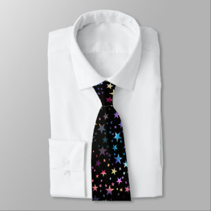 Cravate Professionnel rose violet bleu étoiles Noir