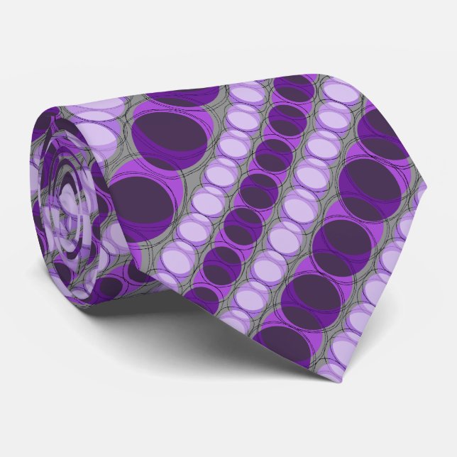 Cravate Projecteurs Polka Dot Striped Violet Deux côtés (Roulé)
