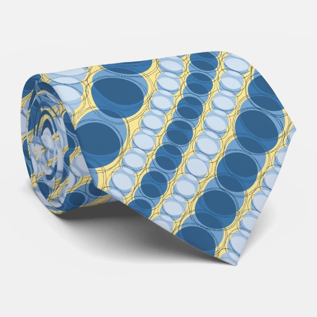 Cravate Projecteurs Polka point rayé bleu biface (Roulé)