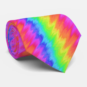 Cravate Psychédélique arc-en-ciel Zigzag Necktie