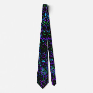 Cravate Purple, Black and Blue Abstract