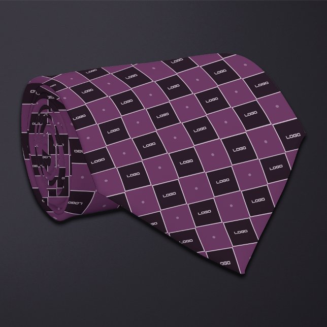 Cravate Purple Checkerboard Logo Pattern (Créateur téléchargé)