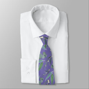Cravate Purple & Green Eucalyptus Motif vert