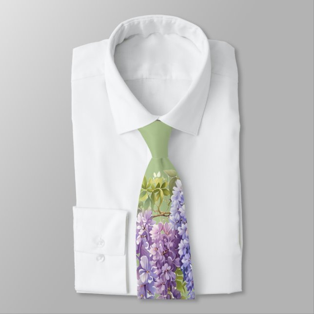 Cravate Purple lavande aquarelle glycine florale lilas (Attaché)