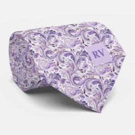 Cravate Purple Lilac Floral Paisley