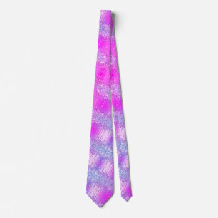 Cravate Purple rose Neon Chiny Parties scintillant Étince