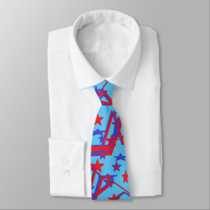 Cravate Quatre juillet ..Tie Abstrait Rouge Blanc Bleu