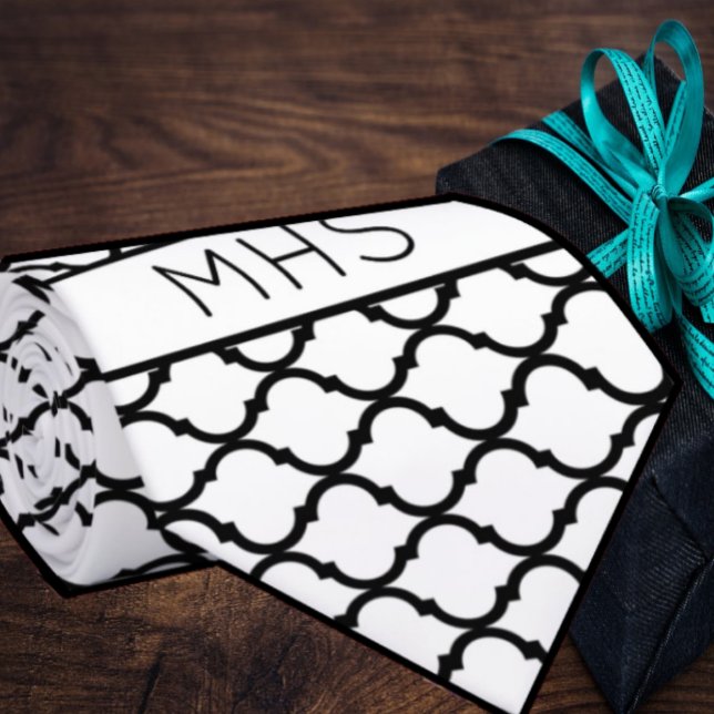 Cravate Quatrefole personnalisé Monogramme géométrique Bla (Créateur téléchargé)