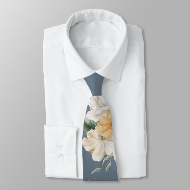 Cravate QUELQUE CHOSE DE BLEU GRAND Mariage FLORAL (Attaché)