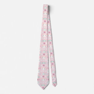 Cravate Qu'est-ce qui est cool, Kitty Cat en rose et menth