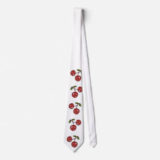 Cravate RAB Rockabilly très cerise cerises sur blanc