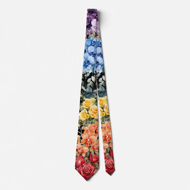 Cravate Rainbow Flowers (Devant)