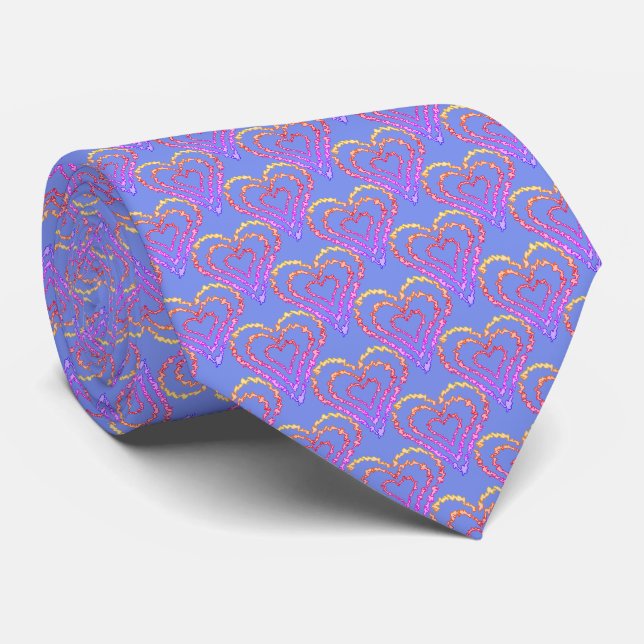 Cravate Rainbow Love Motif de coeur sur Turquoise léger (Roulé)