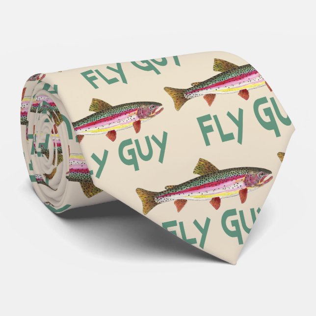 Cravate Rainbow Trout Fly FIshing Humorisful FLY GUY (Roulé)