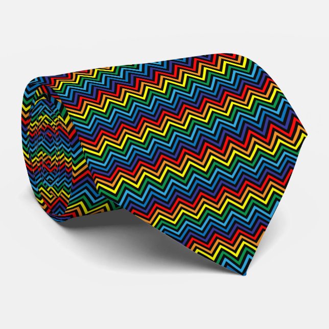 Cravate RAINBOW Zigzag Motif - arrière - plan personnalisa (Roulé)