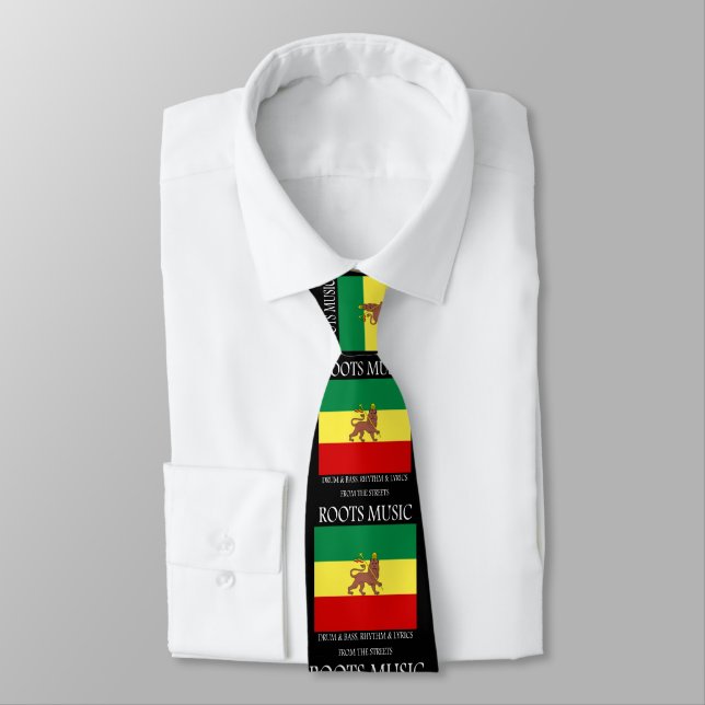 Cravate Rasta - Racines Musique Ethiopie Drapeau Lion de J (Attaché)