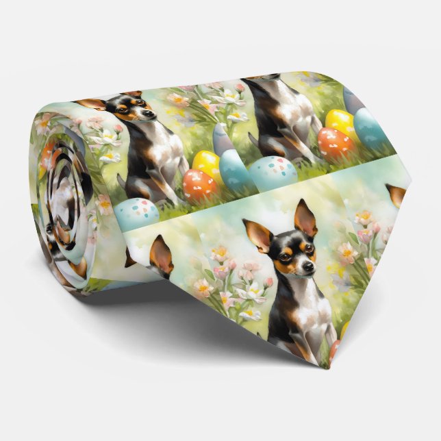 Cravate Rat Terrier aux oeufs de Pâques (Roulé)