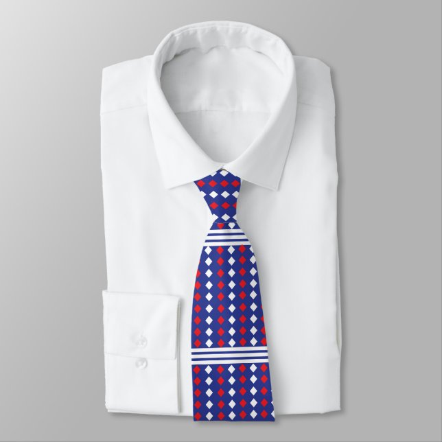 Cravate Rayé de diamant blanc rouge (Attaché)