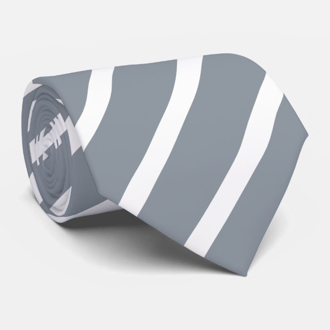 Cravate rayée en gris argenté (Roulé)