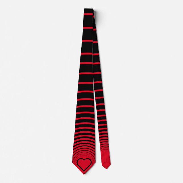 Cravate rayée rouge noir avec coeur ou choisir des (Devant)